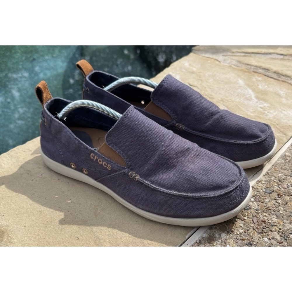 Crocs Walu Navy Slip On Casual Loafers Sandals Men's Size 13 Comfort Preppy